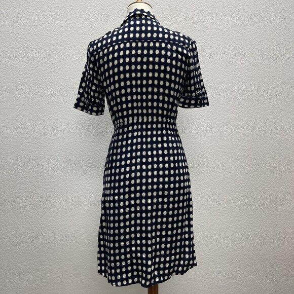 Anthropologie 11 1 TYLHO Cortland Polka Dot Wrap Dress Blue Size Small EUC Navy - Picture 3 of 11